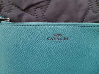 Coach New York Teal Leather Zip Pouch