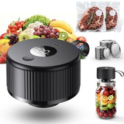 One-Handed Electric Mason Jar Vacuum Sealer, No Assembly 3-in-1 Kit for Wide & Regular Mouth Jars