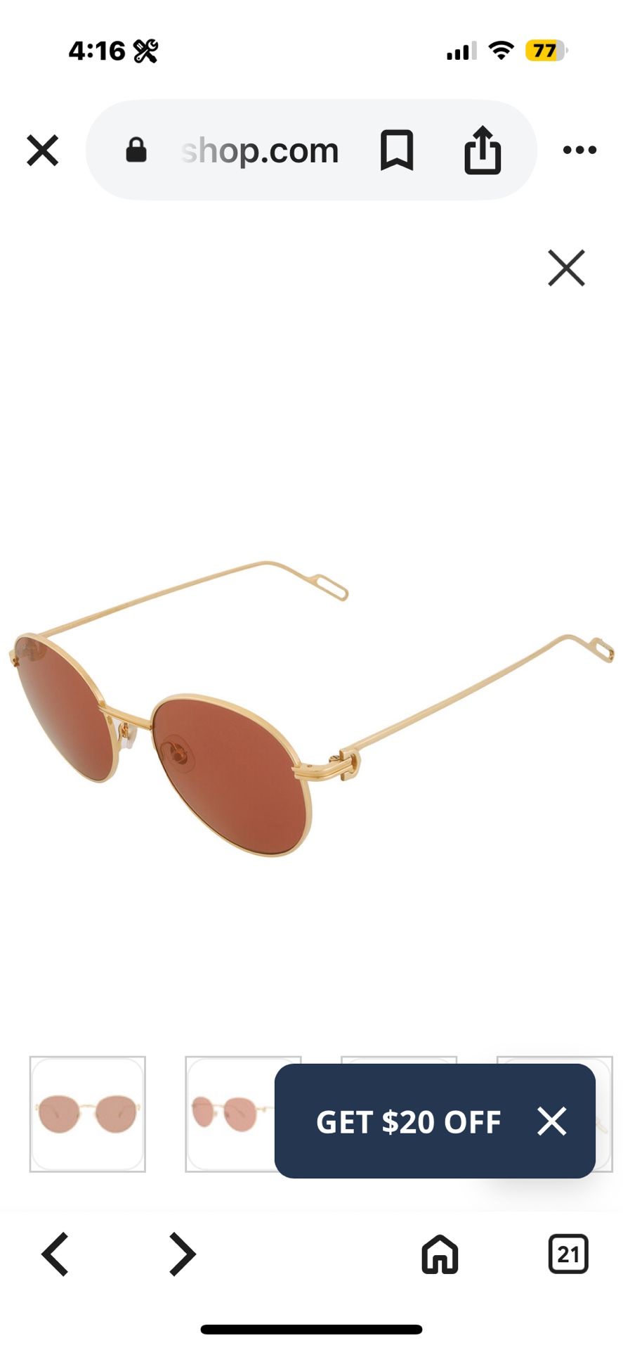 Authentic Cartier Sunglasses )RED)