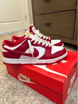 Red and white dunks size 9.5