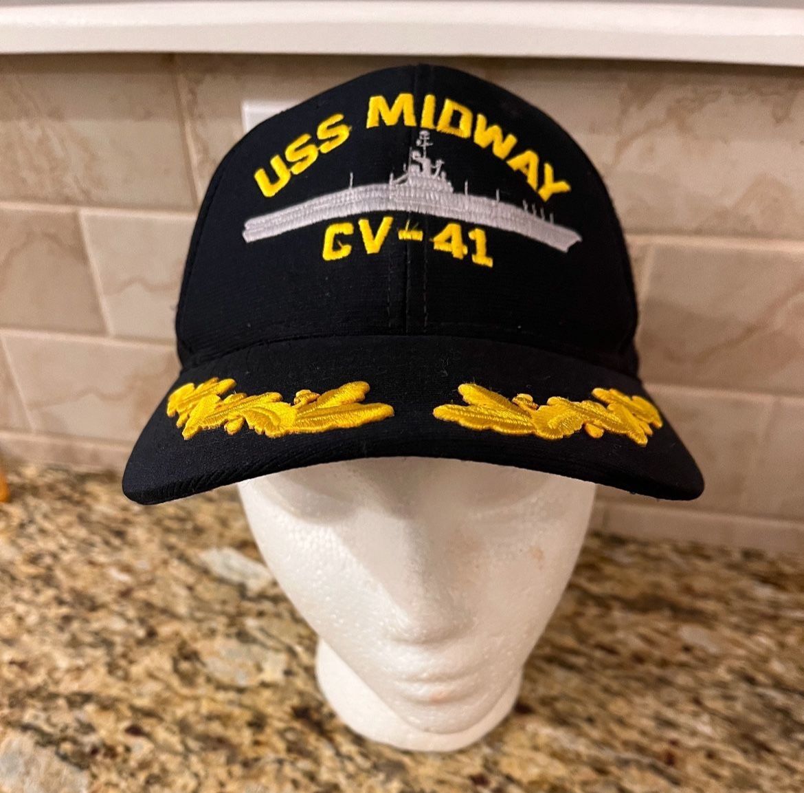 U.S. Navy, USS Midway CVA-41 embroidered / Gold Leaf SnapBack.