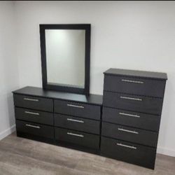 DRESSER WITH MIRROR AND CHEST  // CÓMODA CON ESPEJO Y GAVETERO 