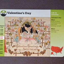 1996 Grolier Valentine's Day Holiday February 14th History Large Over-sized Card Collectible Vintage