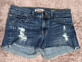 Distressed Denim Shorts – Size M – Low Rise Shortie, Frayed Hem