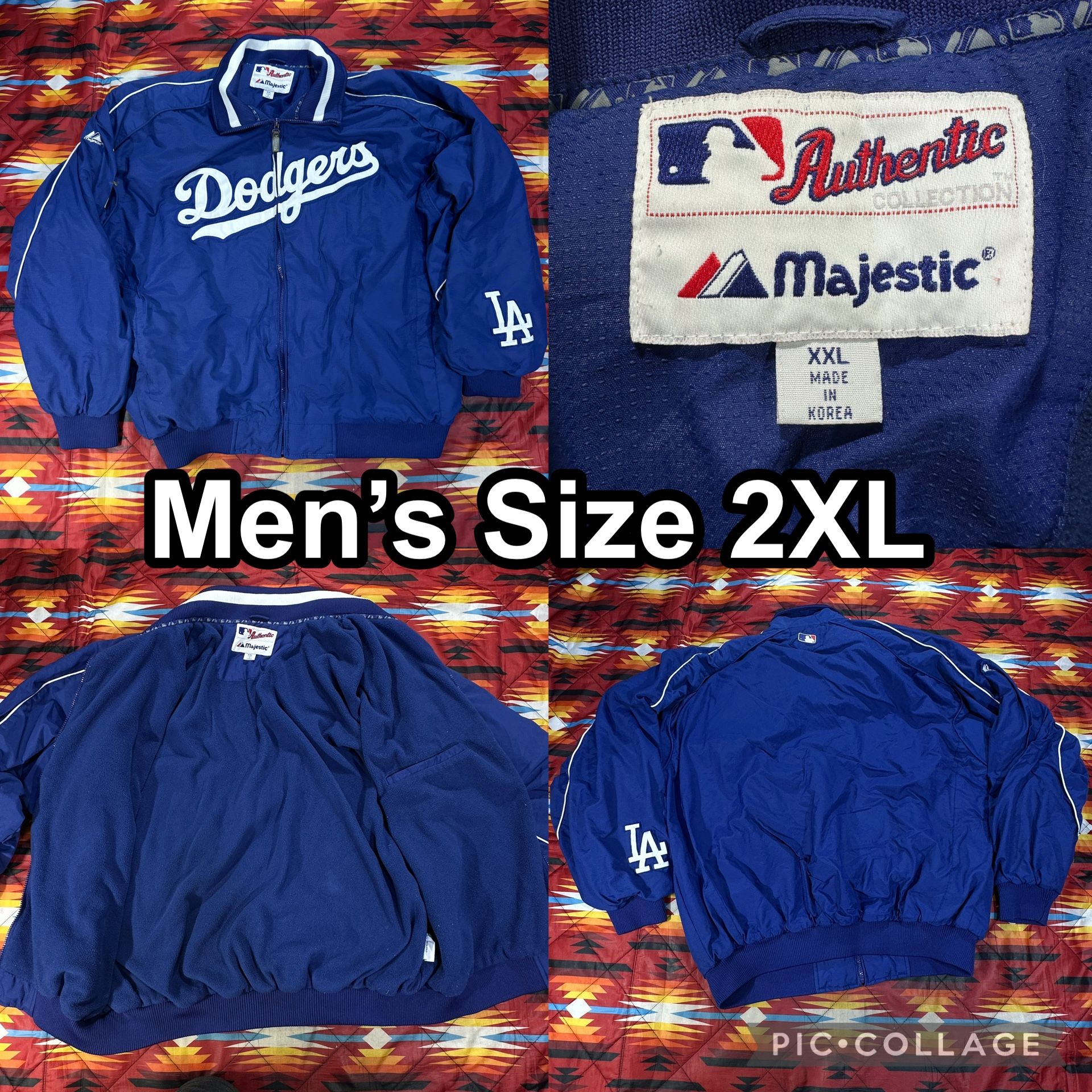 Vintage Majestic Authentic Los Angeles Dodgers Blue Zip Up Jacket Men’s Size 2XL