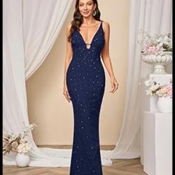 JKMNAO Women Sexy Maxi Dress Cocktail Long Formal Wedding Guest V Neck Sparkly Dresses
