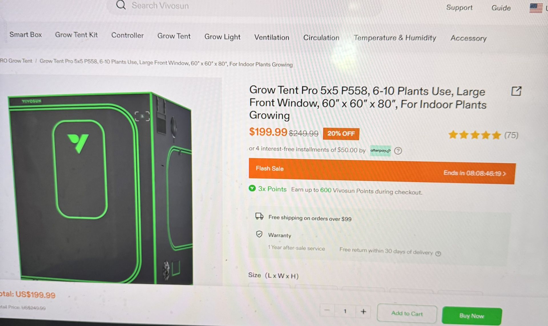 VIVOSUN GROW TENT PRO 5x5 P558 6-10 Plants