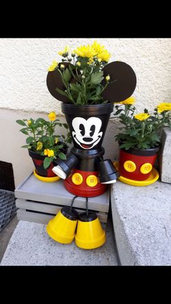 Mickey Mouse garden planter set custom made on order