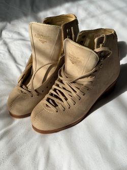 GRAF Edmonton Special Figure Skate Boots Leather Beige Lace-Up Size 7 Medium