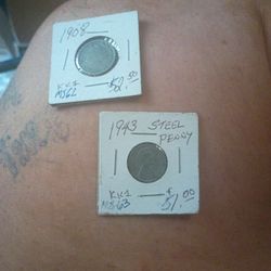 1943 Steel Penny Ms63 Double Down Strike Off Center Liberty Asking 20.00 Or Obo