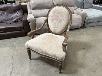 BERNHARDT French Bergere Style Armchair with Beige Floral Upholstery and Wooden Frame