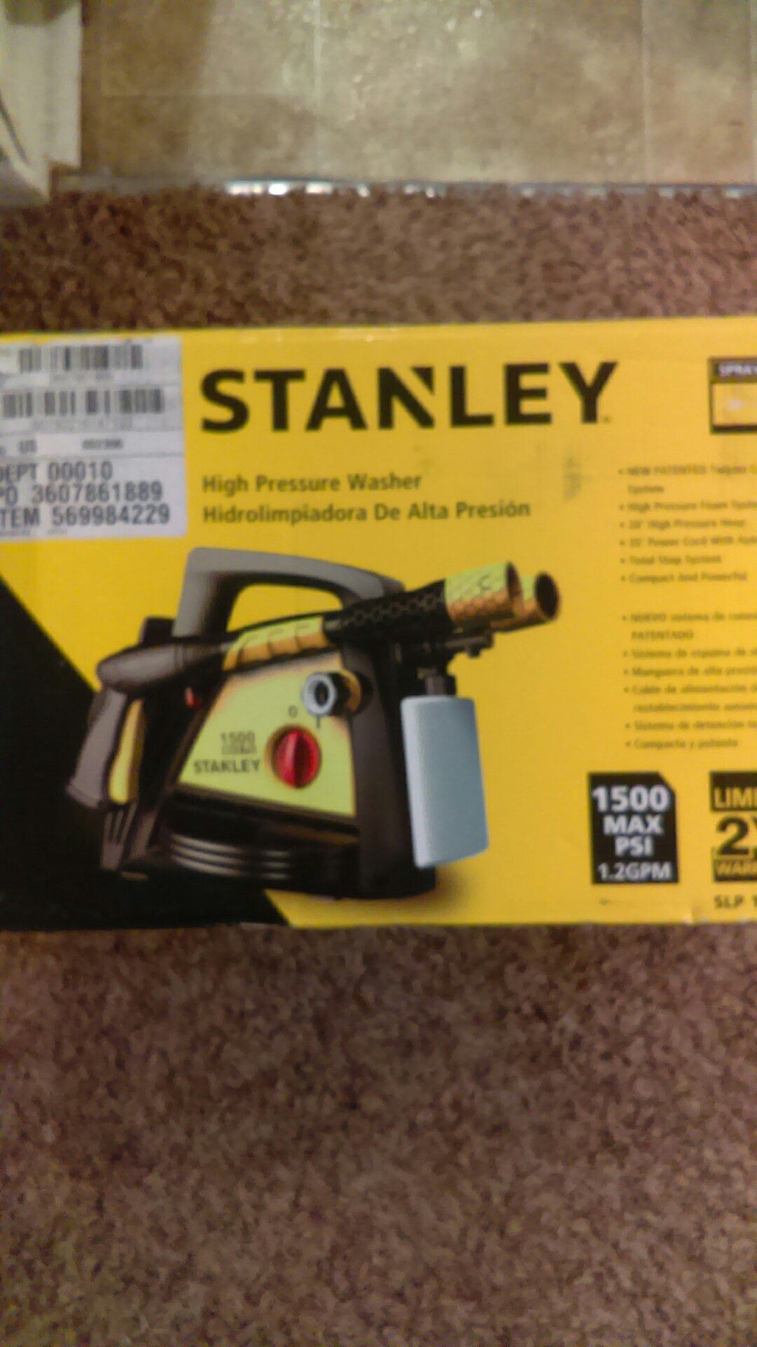 Stanley high pressure washer 1500 Max psi