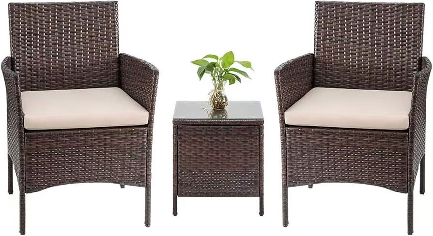 3 Pieces Patio Furniture PE Rattan Outdoor Conversation Set $70
