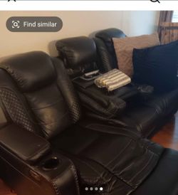 Set of 2 black ashley furniture theater couches
