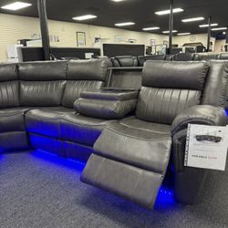 New Dual Power Recliner Gray Sectional With Control Tablet. Delivery& Set Up Available 