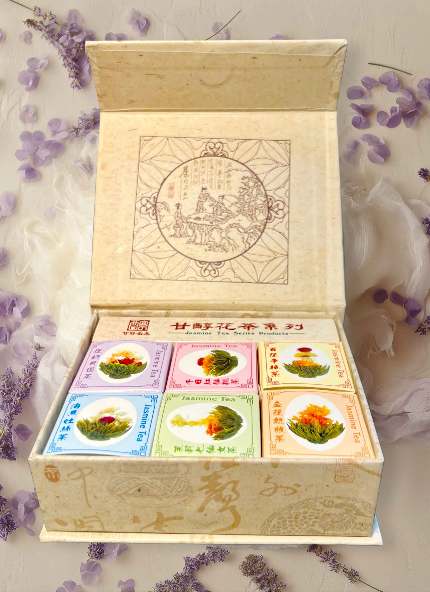 Shanghai Ganchun China 2014 Jasmine Flowering Blooming Tea Gift Set, 50g