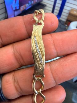 14KT Curb Bracelet w/ Diamond 46829-1