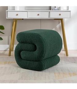 New Ottoman Stool, Modern S-Shaped Boucle Vanity Stool Pouf Ottoman Seat, Decorative Floor Chair Foo