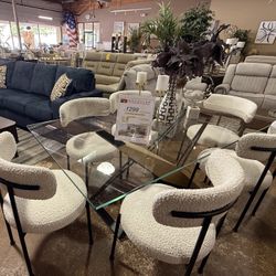 Glass Dining Set Table With 6 Chairs