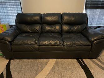 Black leather couch set