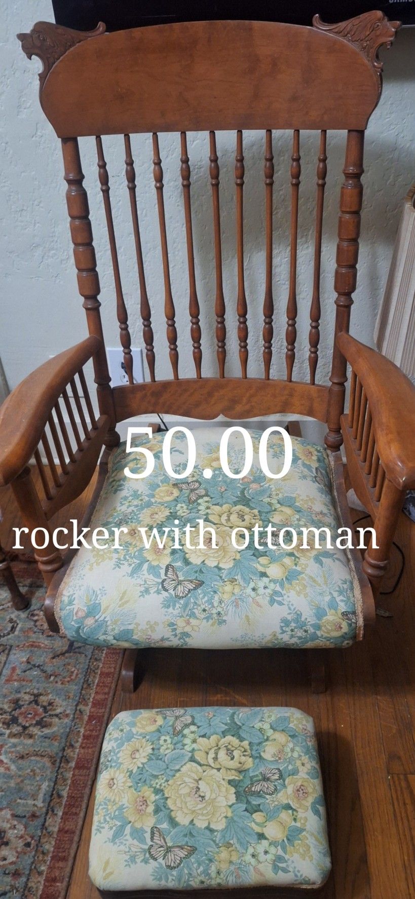 Furniture : Rocking Chair With Ottoman ,wood Frame Mirror ,2 Chairs