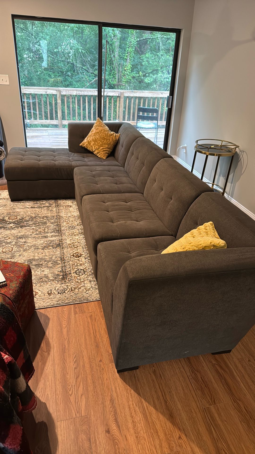 9 Seat Gray Convertible Couch (ottoman)