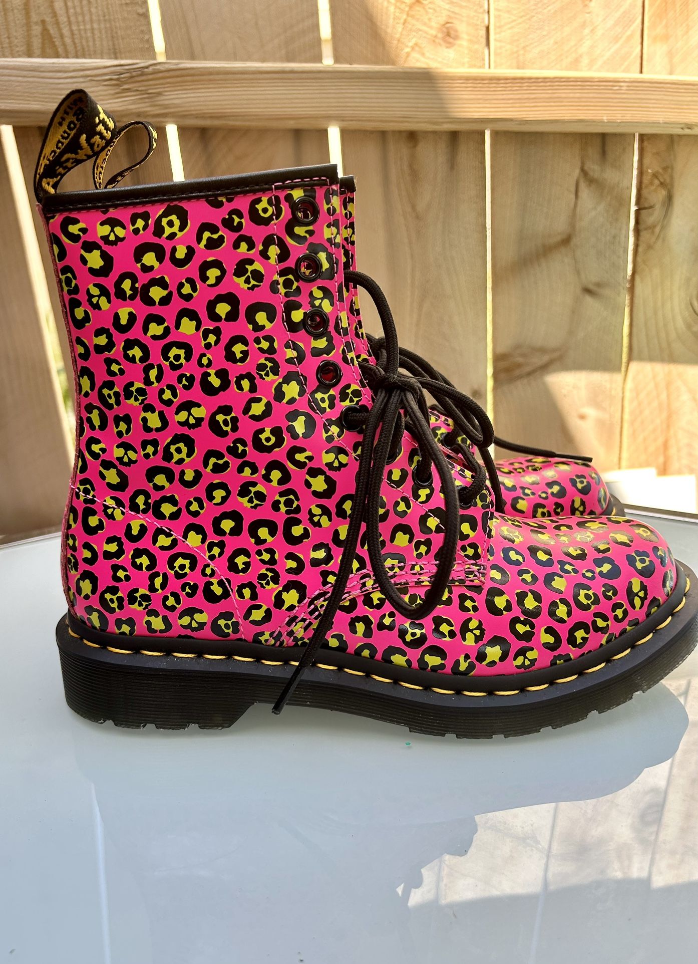 Never Worn Dr. Martens Boots In Hot Pink Cheetah