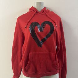 Coeur DE Vague Black Heart Red Long Sleeve Hoodie Junior’s XL GUC