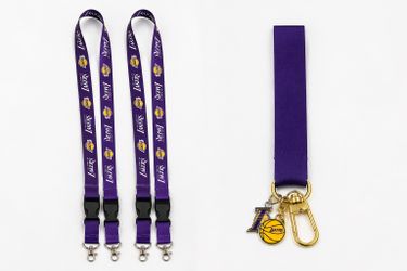 LA Lakers Lanyards Set (2 + 1 Keychain Strap) – Brand New