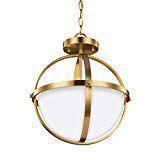 lamp 2 Light Semi-Flush Convertible Pendant Satin Bronze with glass dome Width: 15.2" - Height: 16.375" - Length: 14" - Diameter: 14" retails for 229.