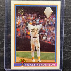 1991 Bowman Rickey Henderson All-Time Steals Leader Baseball Card #692