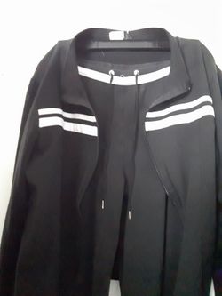 Black Track Jacket with White Stripes
