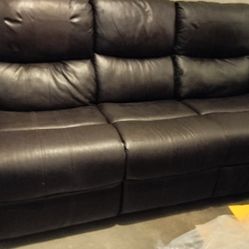 Faux Leather Couch With Double Recliner 