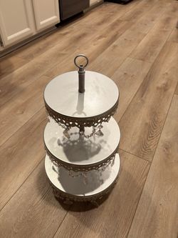 3-Tier Metal Dessert Stand with Crystal Accents