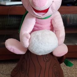 24" Disney Christmas Piglet On A Tree Stump