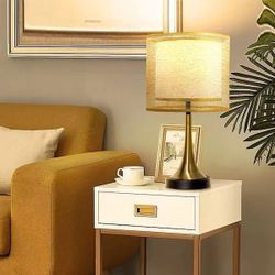 17.7 in. Copper Metal Double Layer Wire Cloth Cover Lampshade Table Lamp Vintage Home Decor Bedside Nightstand Lamps