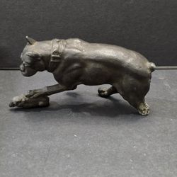 Vintage Cast Metal Bully Dog Playing With It's Catch Figurine