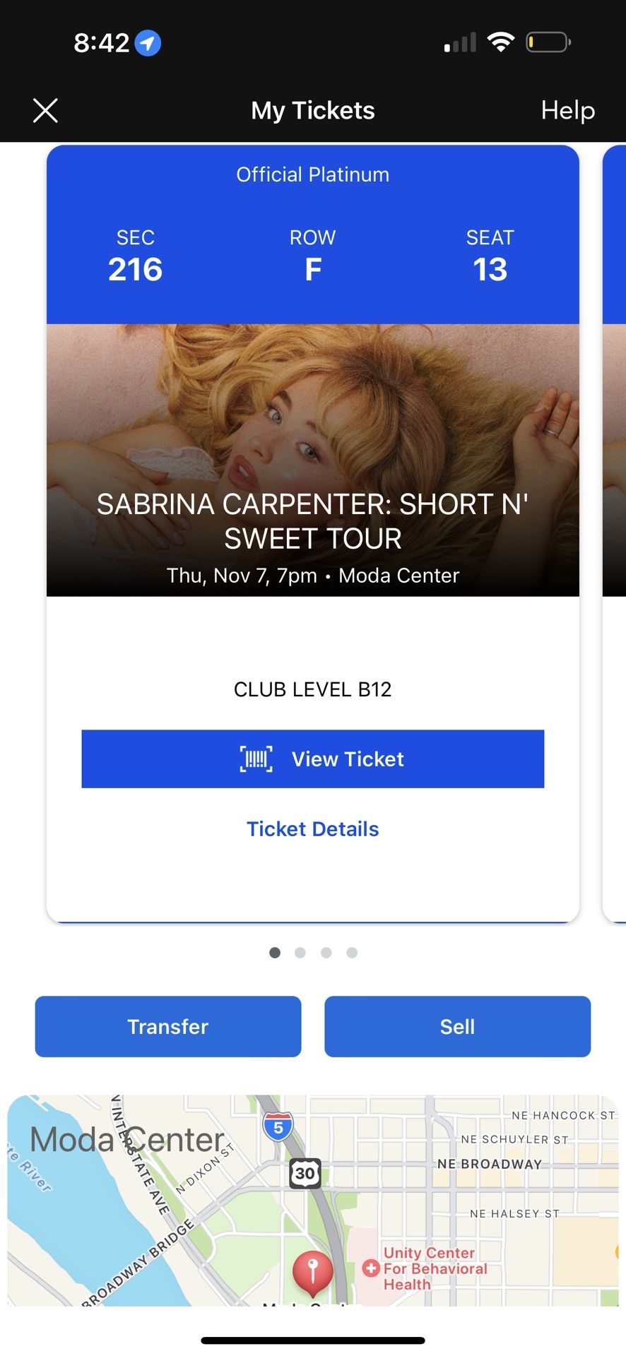 2nd row sabrina carpenter tickets