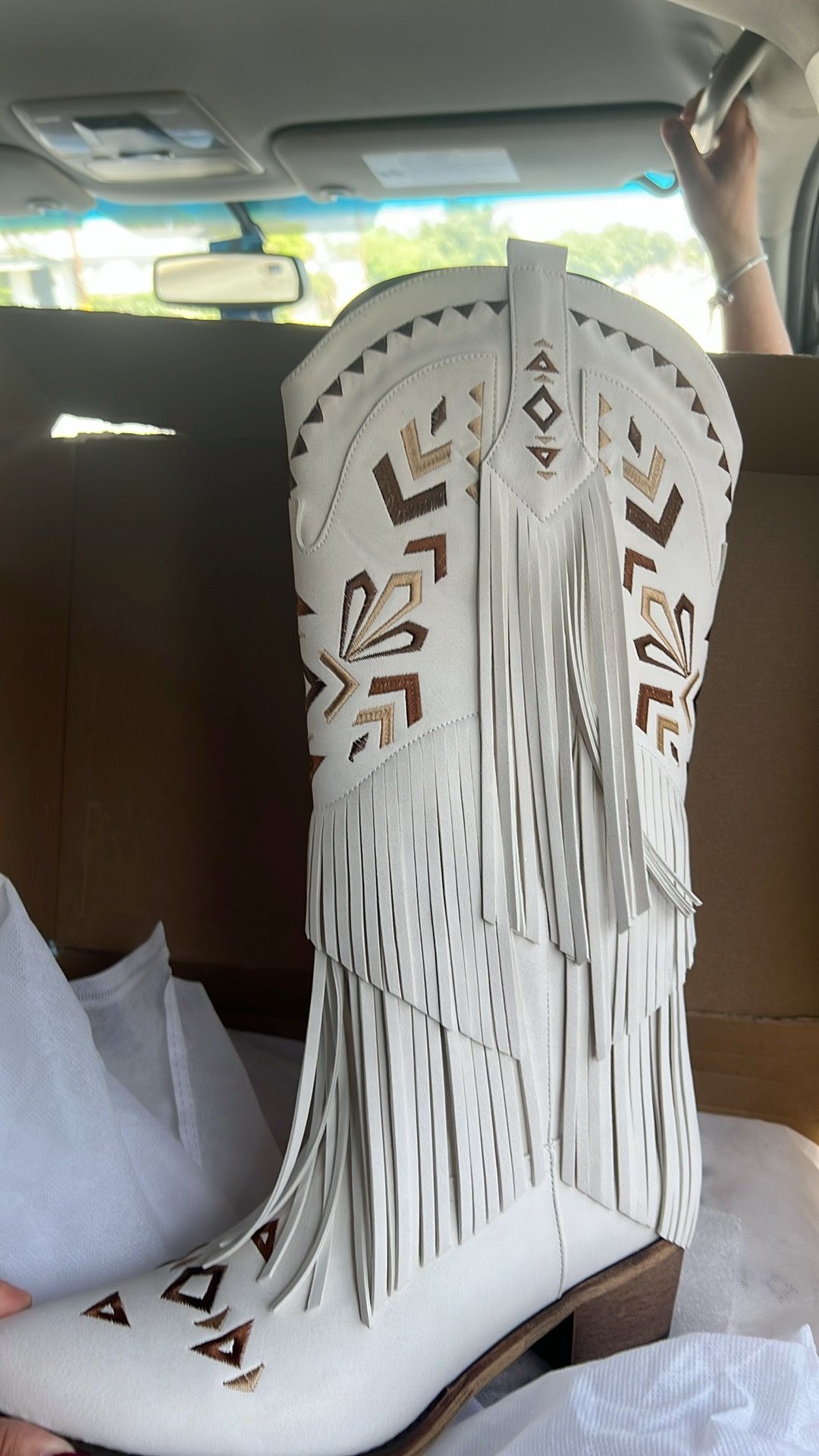 WOMENS FRINGE TASSEL DECOR WESTERN BOOTS