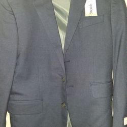 J.M Haggar Classic Fit Premium Stretch Men's Blazer Size 40 Short Navy Blue