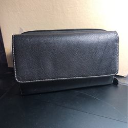 Black Leather Clutch Wallet