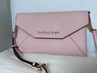 Authentic Michael Kors Pink Saffiano Leather Crossbody Bag / Clutch
