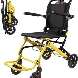 Ultra-Lightweight Transport Wheelchair for Adults & Elderly,220lbs Capacity,16.2" Seat,Portable Design