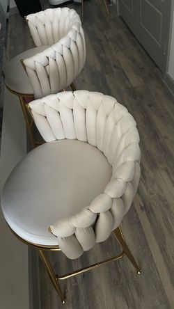 Cream Bar Stools with Gold Legs – Set of 2