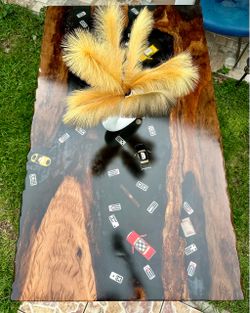 🔥 One-of-a-Kind Handmade Epoxy Resin & Live Edge Wood Table — $3,500