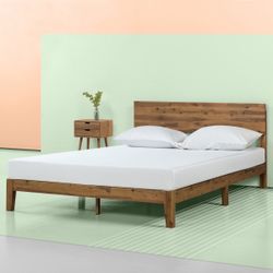 Wood Platform Bed Frame with Headboard