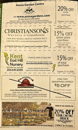 Free Garden Nursery Coupons - Azusa, New Dungeness