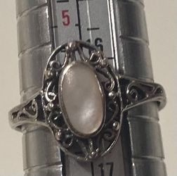 Vintage Sterling Silver Ring, Nice Mother of Pearl Design, Size 6, Nice Design, Quality, Jewelry, Accessory, Stamped 925, Clothing, 1162, Engagement R
