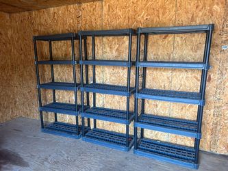 3x Heavy Duty 5-Tier Plastic Storage Shelving Units (36" W x 18" D x 73" H)