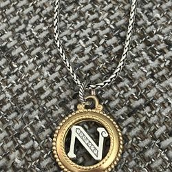 Brighton ABC Monogram N Initial Pendant Necklace Swarovski Crystals